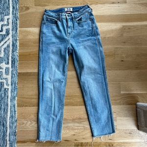We the Free CRVY high-rise vintage straight jeans, size 28 raw edge